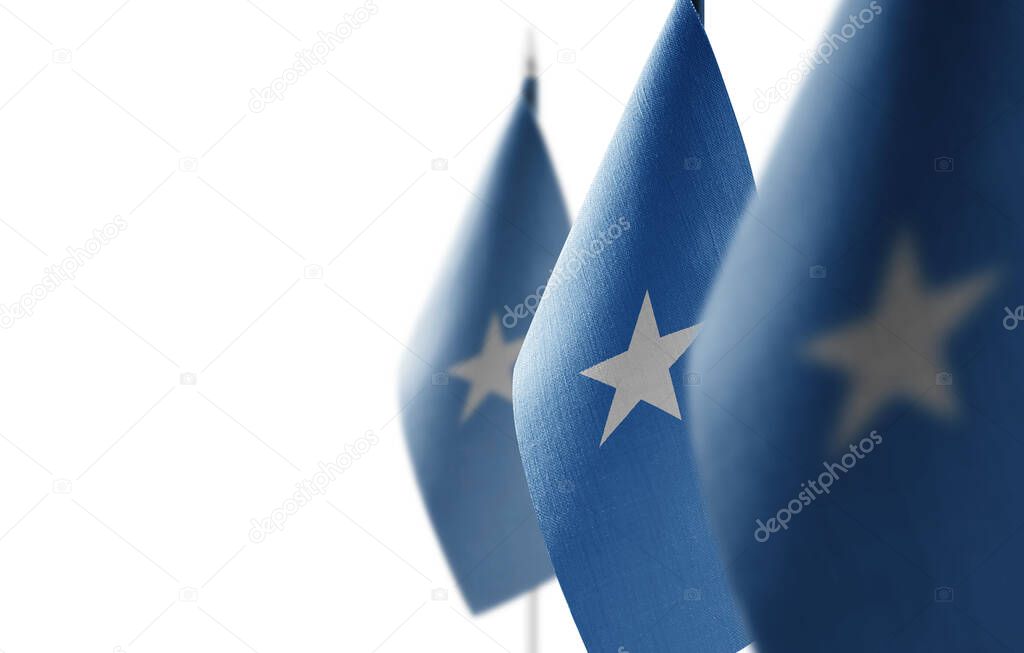 Small national flags of the Somalia on a white background