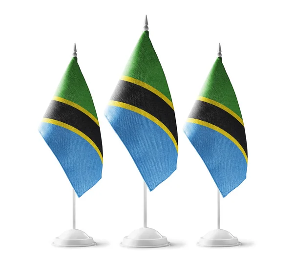 Små nationella flaggor i Tanzania på en vit bakgrund — Stockfoto