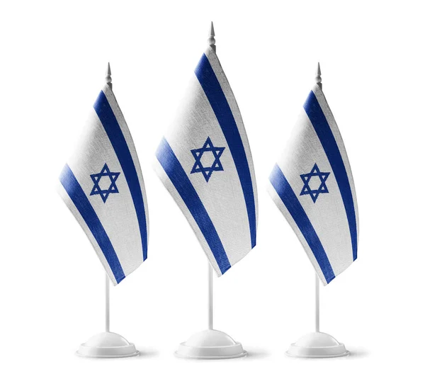 Kleine nationale vlaggen van Israël op een witte achtergrond — Stockfoto