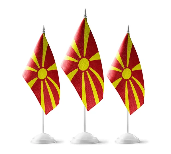 Μικρές εθνικές σημαίες της πΓΔΜ σε λευκό φόντο — Φωτογραφία Αρχείου