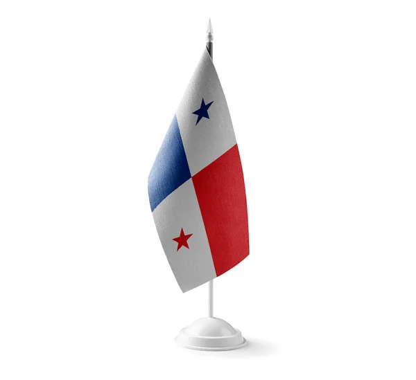 Pequeña bandera nacional de Panamá sobre fondo blanco —  Fotos de Stock