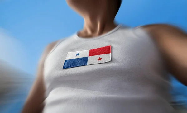 Flaga Panamy na klatce piersiowej sportowców — Zdjęcie stockowe