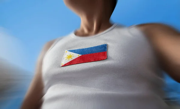 Die philippinische Nationalflagge auf der Brust der Athleten — Stockfoto