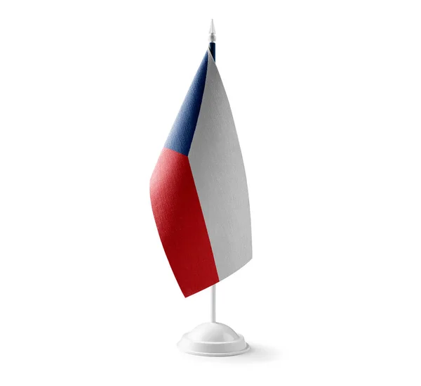 Pequena bandeira nacional da Tchecoslováquia sobre um fundo branco — Fotografia de Stock