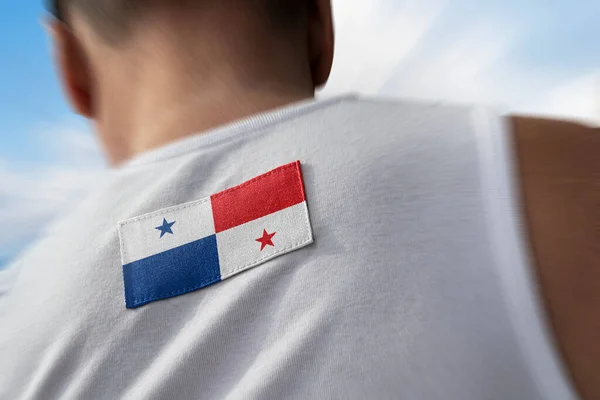 Bandeira nacional do Panamá nas costas dos atletas — Fotografia de Stock