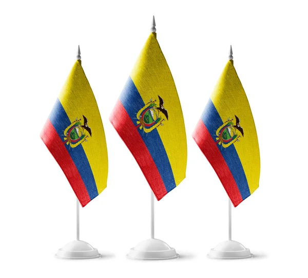 Small national flags of the Ecuador on a white background — Stock Photo, Image