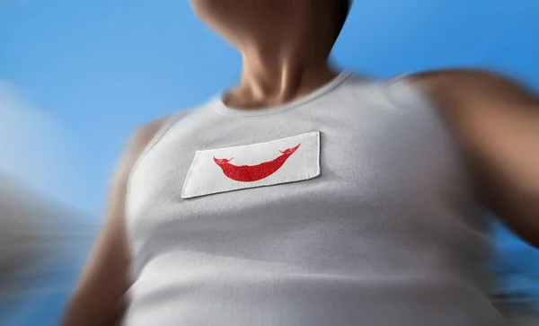 The national flag of Easter Island on the athletes chest — Stock Photo, Image