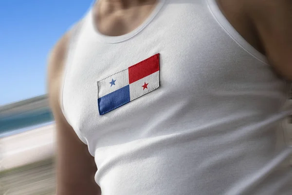 La bandiera nazionale di Panama sul petto degli atleti — Foto Stock
