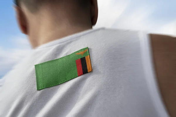 선수들의 등에 걸린 잠비아의 국기 — 스톡 사진