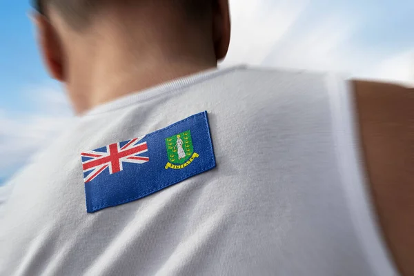 La bandera nacional de las Islas Vírgenes Británicas en los atletas — Foto de Stock