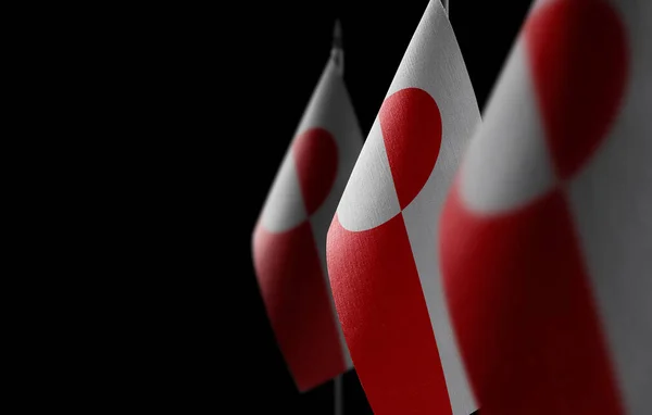 Small national flags of the Greenland on a black background — Stock Photo, Image