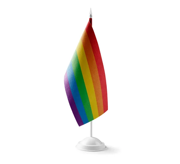 Petit drapeau national de l'lgbt sur fond blanc — Photo