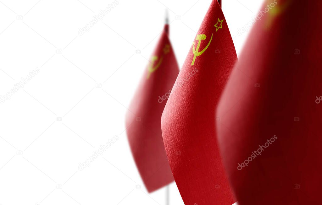 Set of USSR national flags on a white background