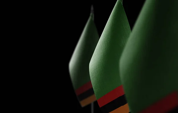 Small national flags of the Zambia on a black background — Stock Photo, Image