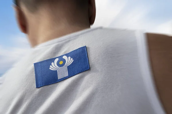The national flag of CIS on the athletes back — Stockfoto