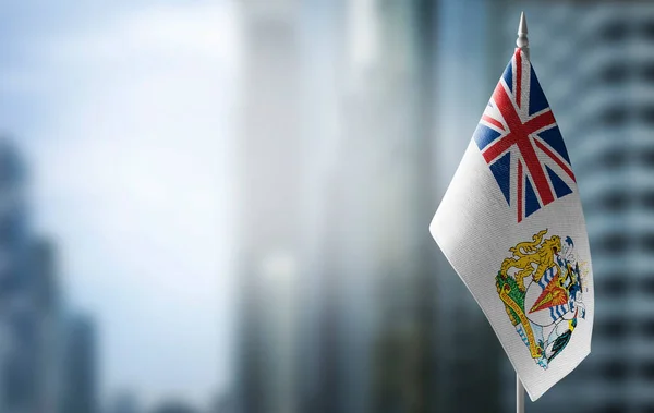 Una piccola bandiera del territorio antartico britannico sullo sfondo di uno sfondo sfocato — Foto Stock