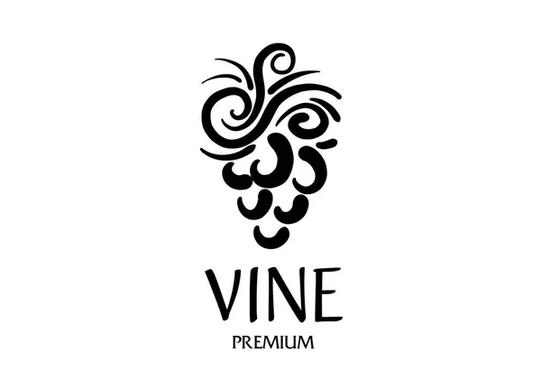 Vektorové logo nakreslené ručně. Hromada hroznů na výrobu vína — Stockový vektor