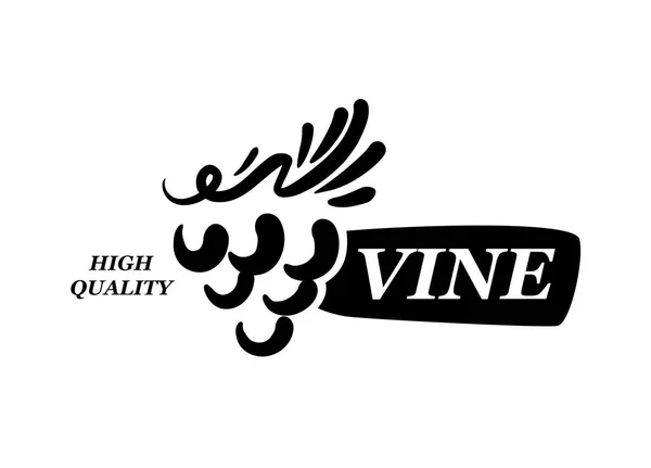 Logo vectoriel dessiné à la main. Bouquet de raisins pour la fabrication du vin — Image vectorielle