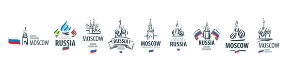 Una serie di icone vettoriali della Russia, disegnate a mano su uno sfondo bianco — Vettoriale Stock