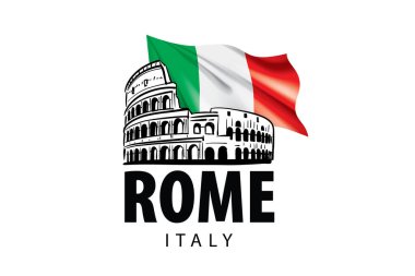 Roma 'daki Kolezyum' un beyaz arka planda vektör çizimi