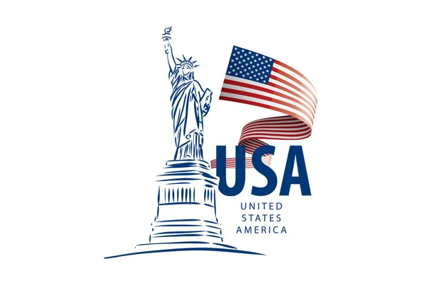 Icona vettoriale della statua della libertà degli Stati Uniti — Vettoriale Stock