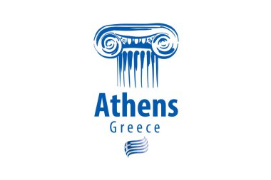 Atina 'da antik bir Yunan sütunun temsilcisi