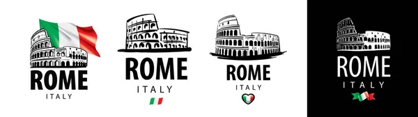 Set of vector drawings of the Colosseum in Rome Italy — Stock Vector