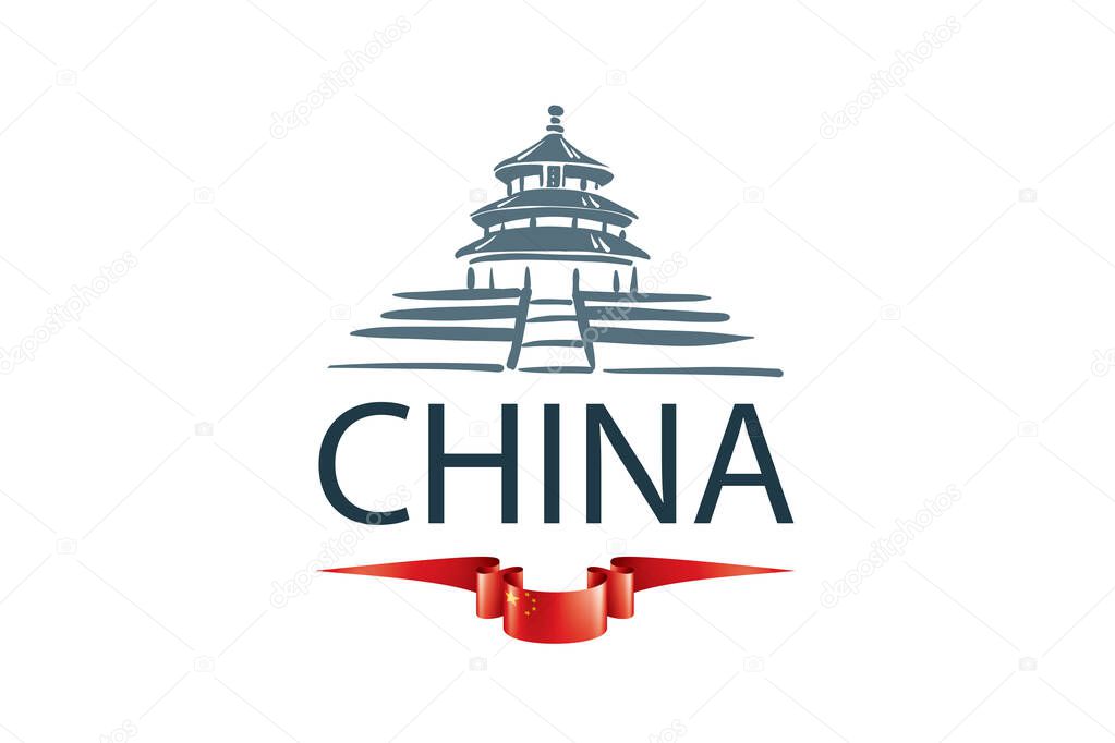 Vector illustration of an architectural landmark in China