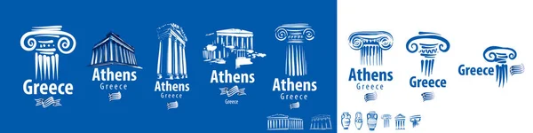 A set of vector illustrations of elements of the architecture of Athens Greece — Stock Vector