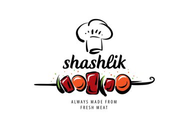 Şişe çizilmiş barbekü ile vektör logosu