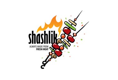 Şişe çizilmiş barbekü ile vektör logosu.