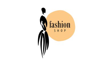 Moda için vektör logosu, beyaz arka planda boyalı bir kadın.