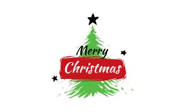 Beyaz arka planda boyalı bir Noel ağacının vektör logosu