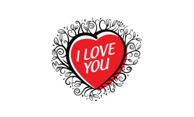 Kalbin ve yazıtların seni seviyorum. Vektör Sevgililer Günü kartı