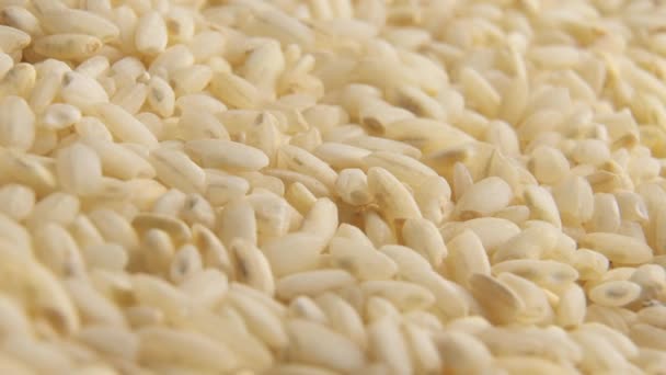 Arroz blanco primer plano gira en un círculo — Vídeos de Stock