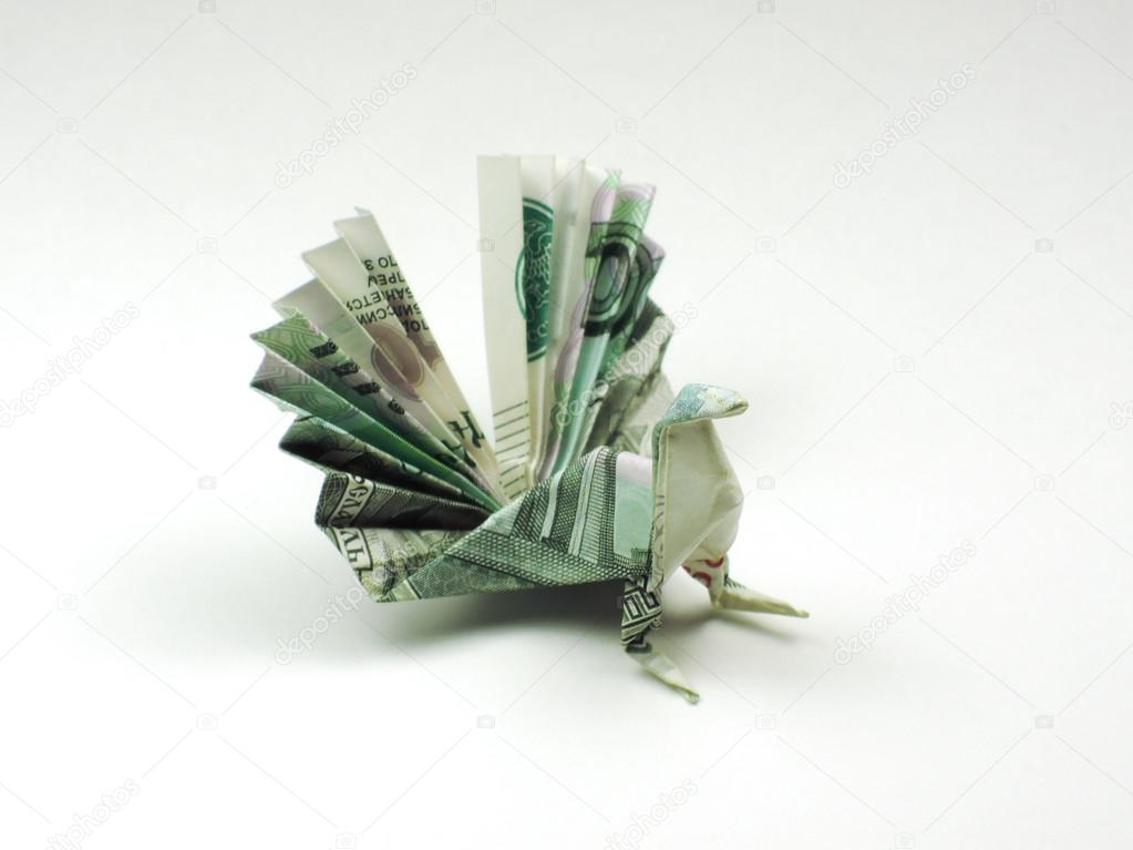 bird origami of one thousand rubles