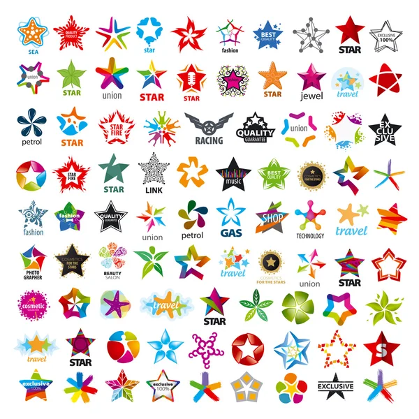 Mayor colección de logos vectoriales estrellas de cinco puntas — Vector de stock