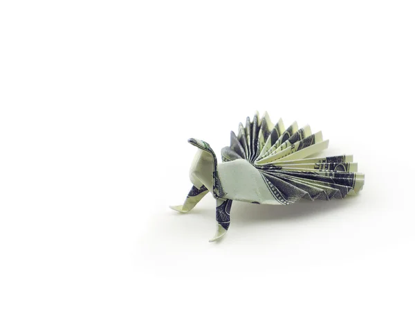 Yüz dolar faturaları, origami kuş — Stok fotoğraf