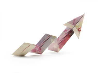 origami arrow of five hundred banknote clipart