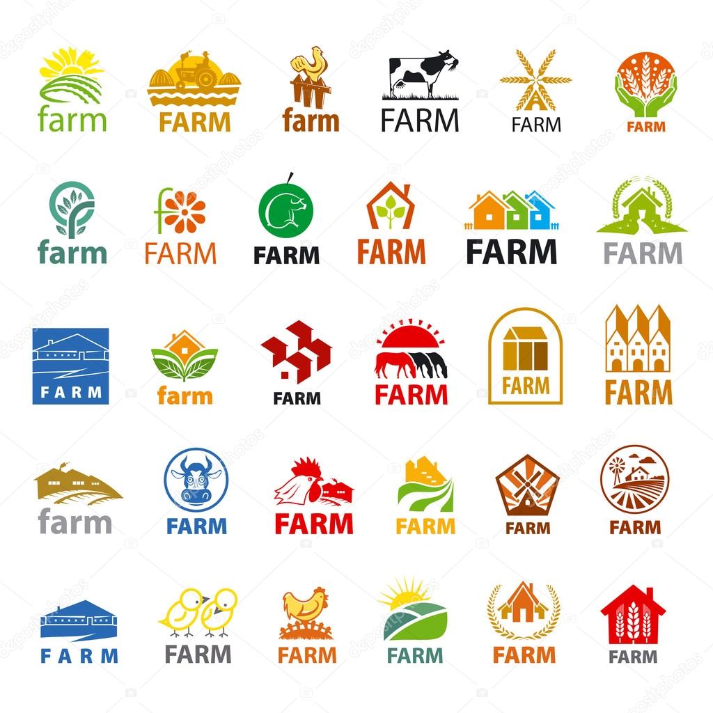 Large set of vector logos farm