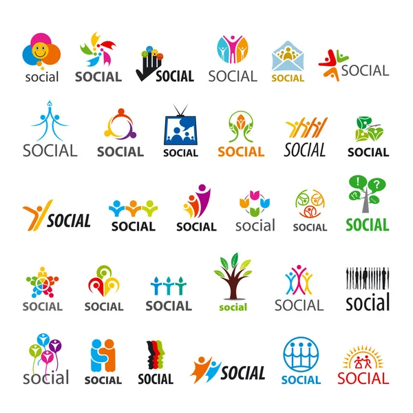 Large set of vector logos social — Stock Vector