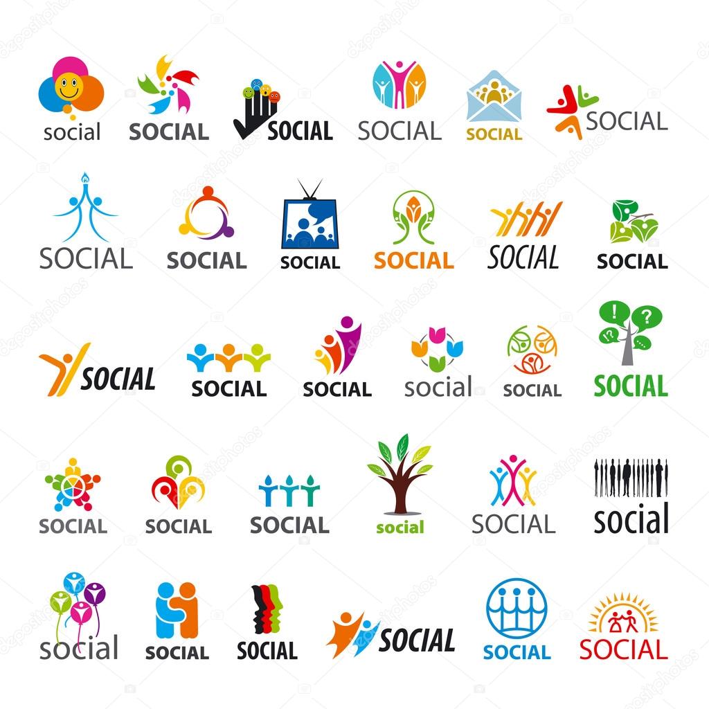 Large set of vector logos social