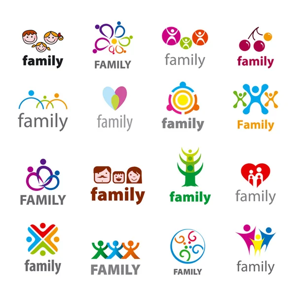 Big set of vector logos family — Stock Vector