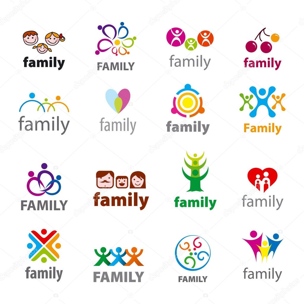 Big set of vector logos family
