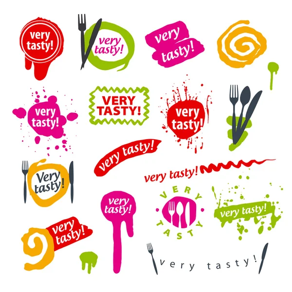 Gran conjunto de logotipos vectoriales para alimentos — Vector de stock