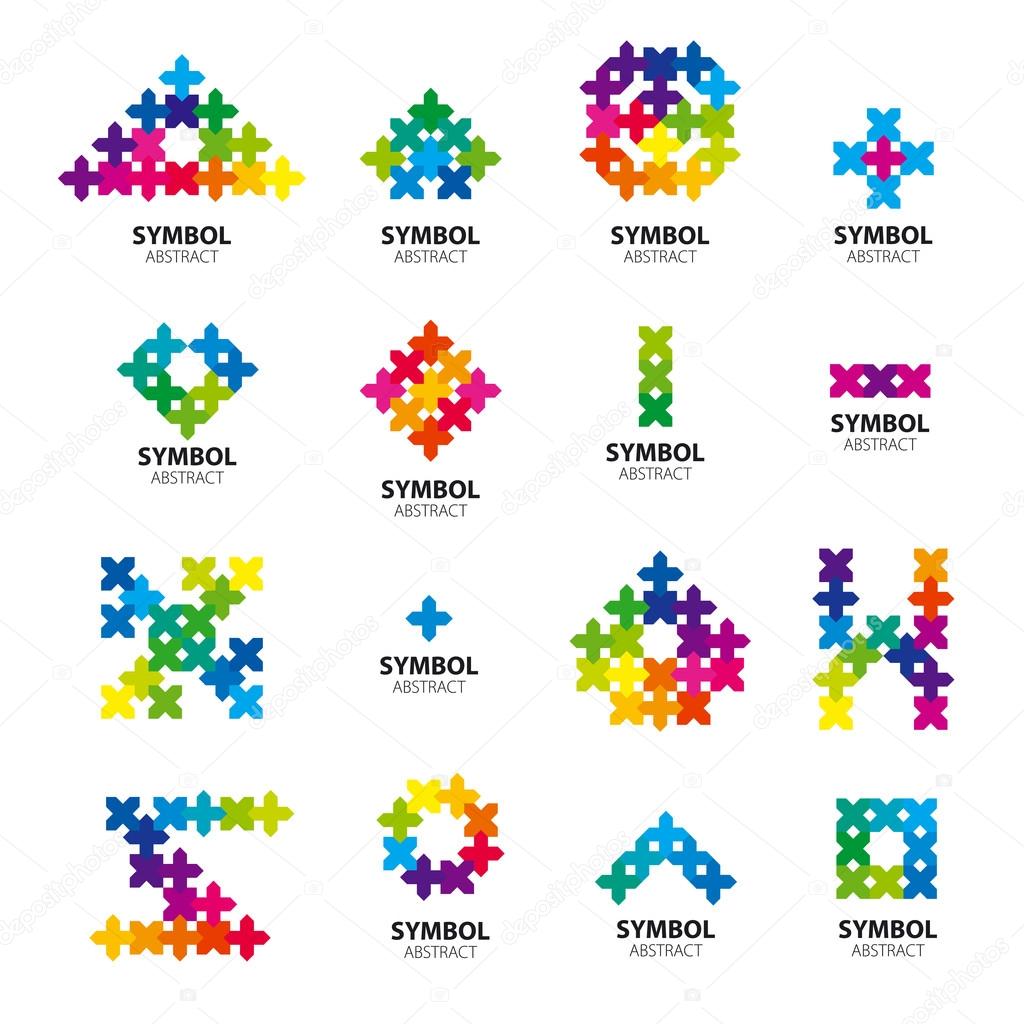 Big collection of vector logos of abstract modules