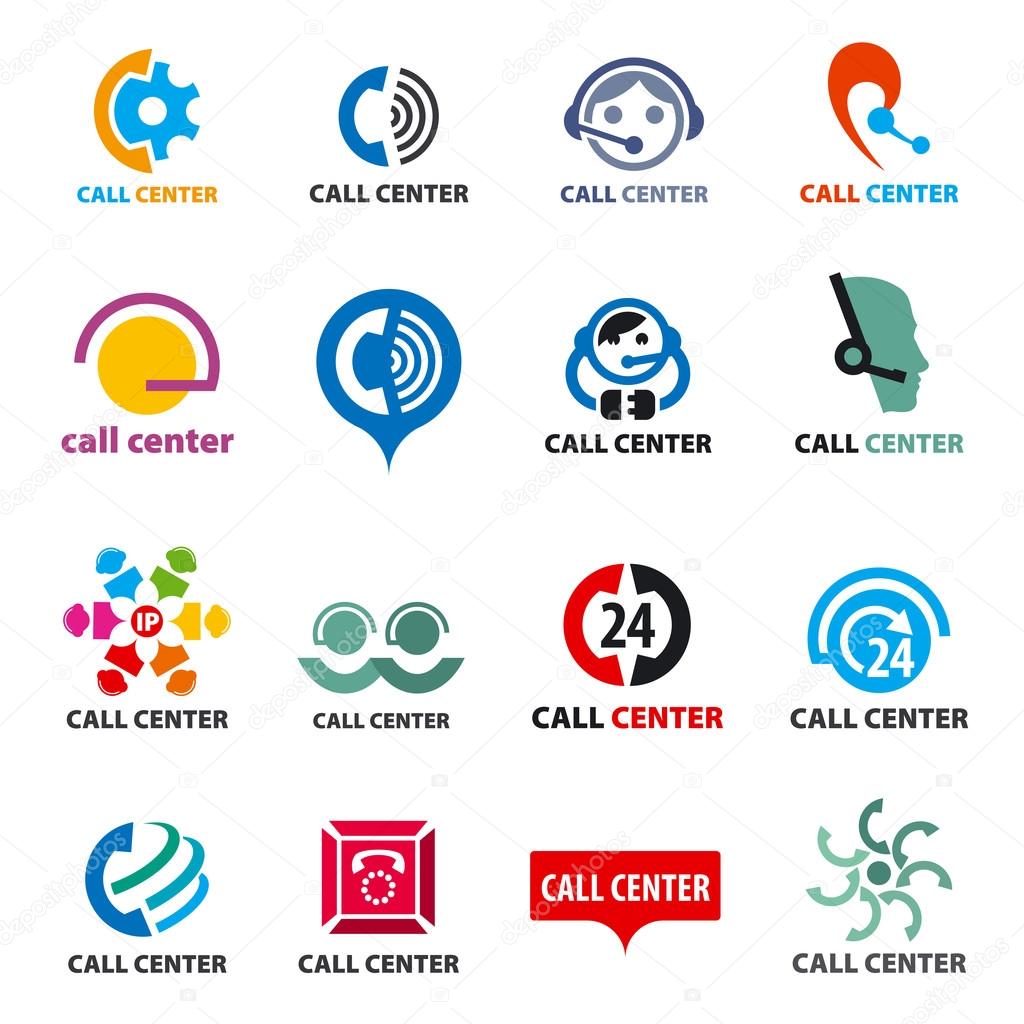 Big set of vector logos call center