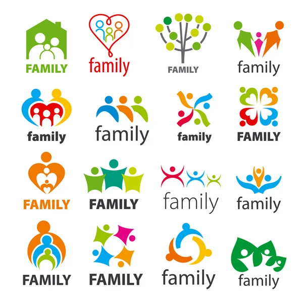 Large collection of vector logos family — Stock Vector