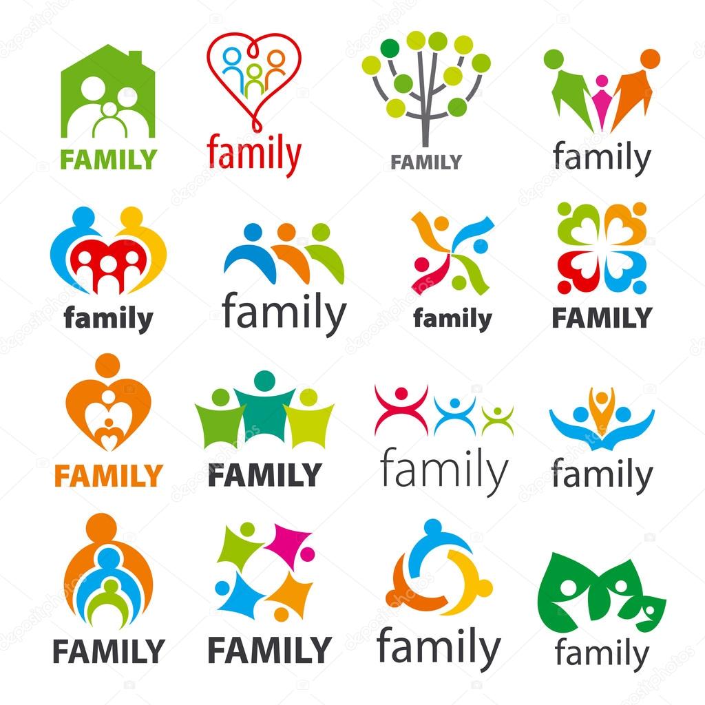 Large collection of vector logos family