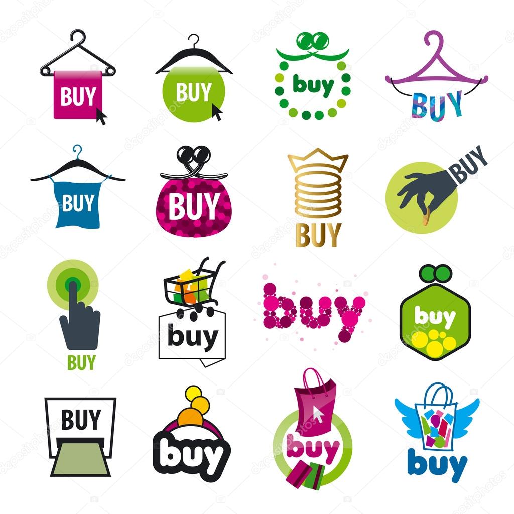 Big set of vector logos for the purchase of goods